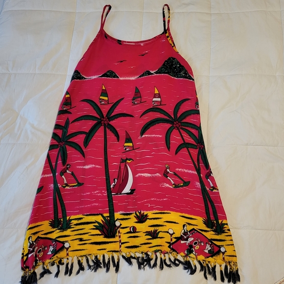 Cocowalk women's size small 100% rayon t-shirt dress with tasseled bottom - Picture 12 of 15